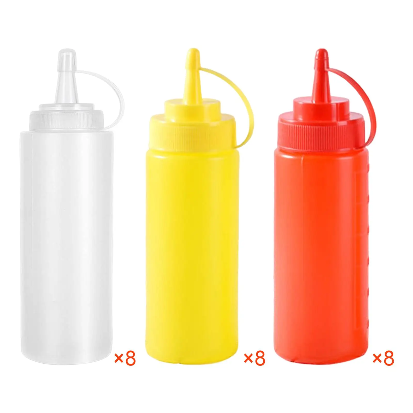 8Pcs Sauce Bottles 250ml Salad Bottles Ketchup Dispenser for Restaurant Sauces