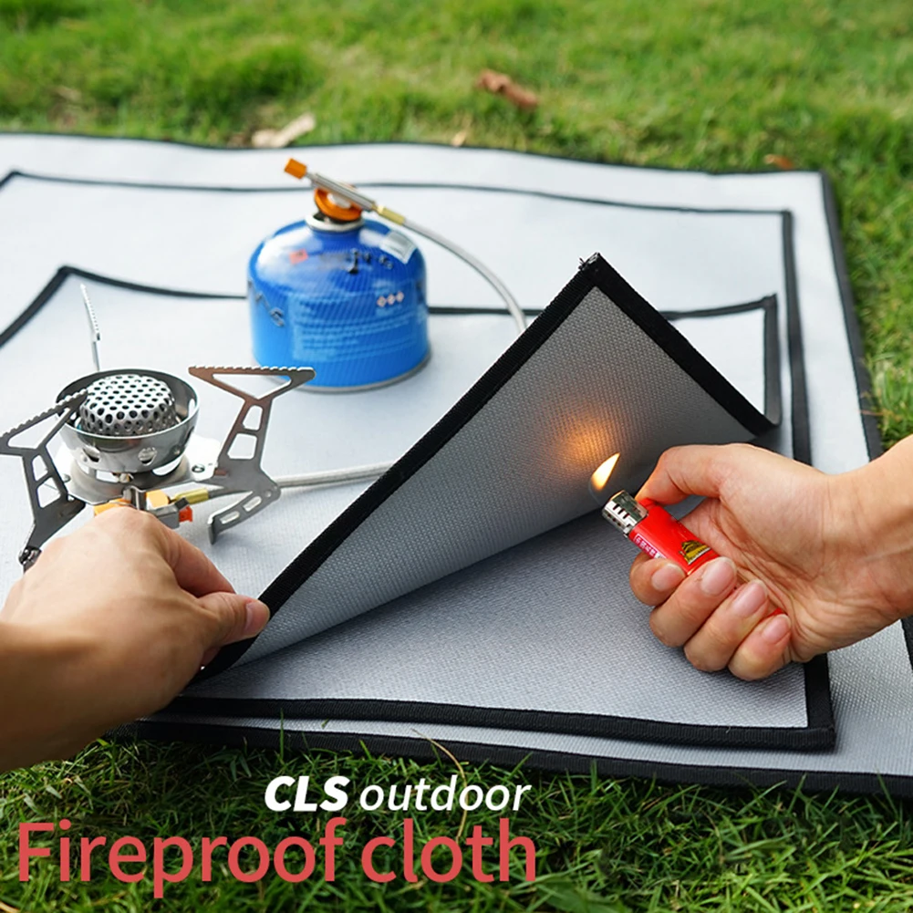 Camping Fireproof Grill Mat Cloth Flame Retardant Ember Blanket Mat For Out O7Y7 