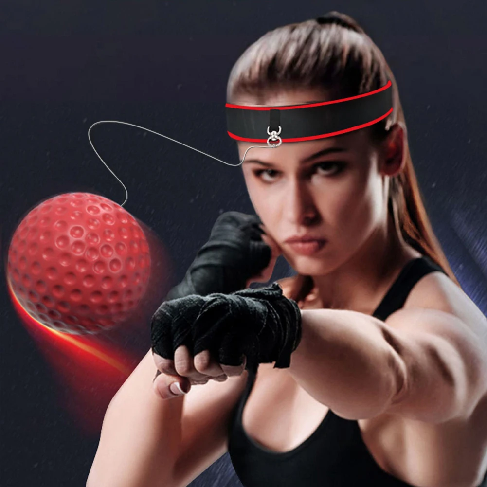 Boxing Training Ball with Adjustable Headband React Reflex Ball Improve Speed Focus Hand Eye Coordination Training