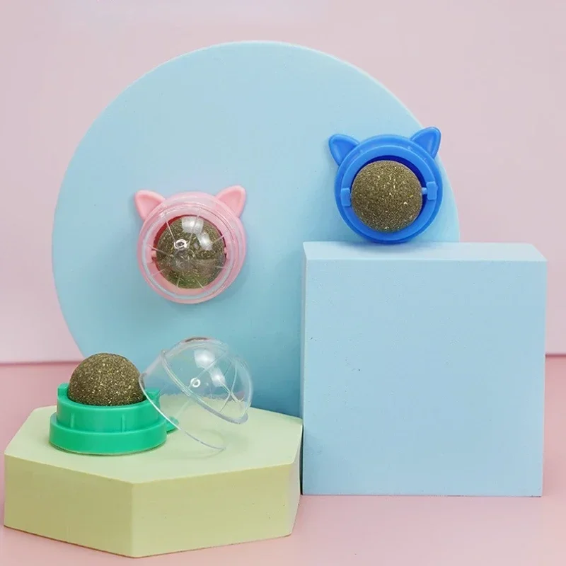 Catnip Toy Catnip Balls for Cat Wall Stick-on Licking Catnip Wall Ball Catmint Toys Kitten Accessories Pet Supplies