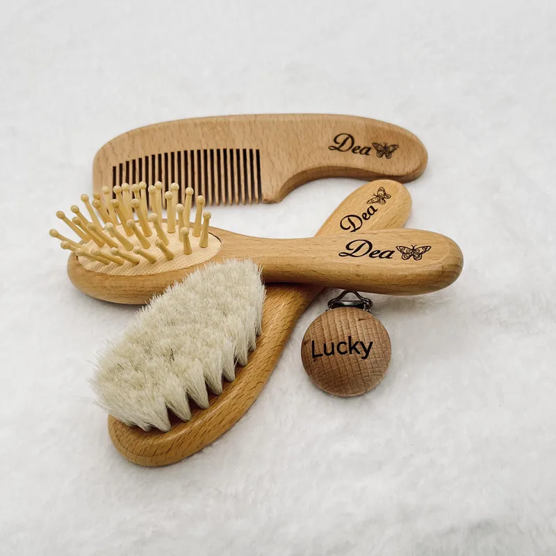 Wool Baby Hair Brush Natural Wooden Boys Girls Head Comb Infant Head Massager Portable Bath Brush Comb Kids hair brush comb,baby hair comb