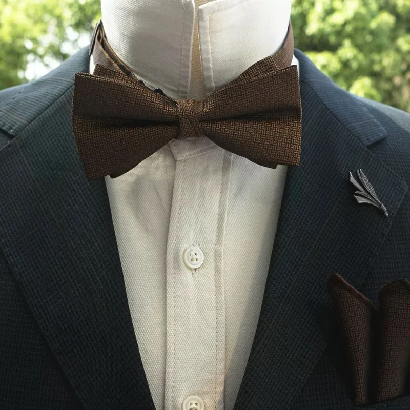 2025 Fashion Solid Brown Color Bowties For Men Elegant Luxury Black Navy Gray Bow Ties Polyester Soft Butterfly Wedding Bow Knot