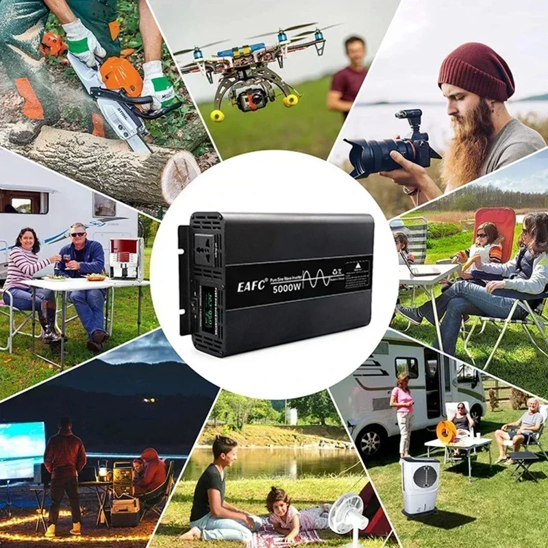 Pure sine wave inverter EAFC 4000W 5000W 7000W DC 12V to AC 220V 50HZ Power Bank Converter Solar Car