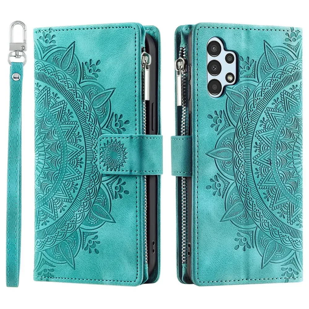 Luxury Zipper Crossbody Wallet Case with Flip Cover