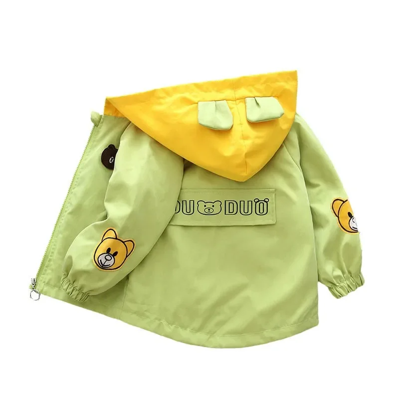 

Boys Hooded Jacket Spring Kids Windbreaker Cute Cartoon Bear Coat Children Baby Fashion Outerwear Autumn Casual Clothes 2024 New