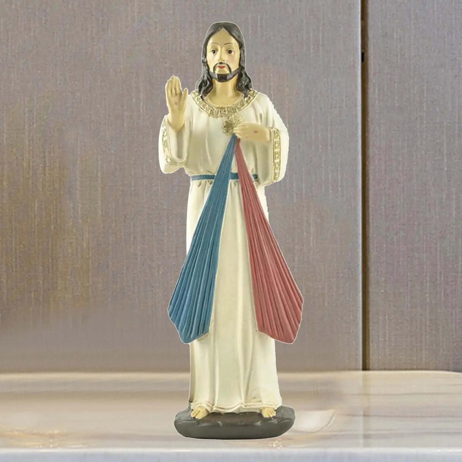 Synthetic Resin Handpainted 7" Sacred Jesus Christ Statue Holy God Christianity Figurine Home Desk D&eacute;cor Gift for Christmas