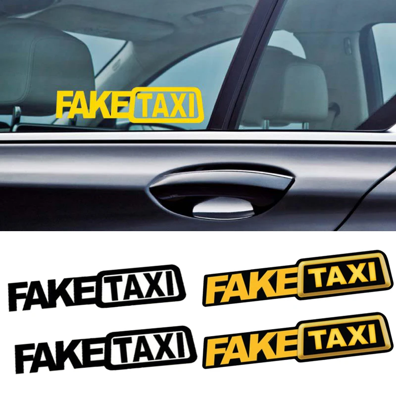 

20cmx4.8cm 1/2Pcs/Lot Funny FAKE TAXI Car Auto Sticker FakeTaxi Decals Emblem Self Adhesive Vinyl Windshield Creative Stickers