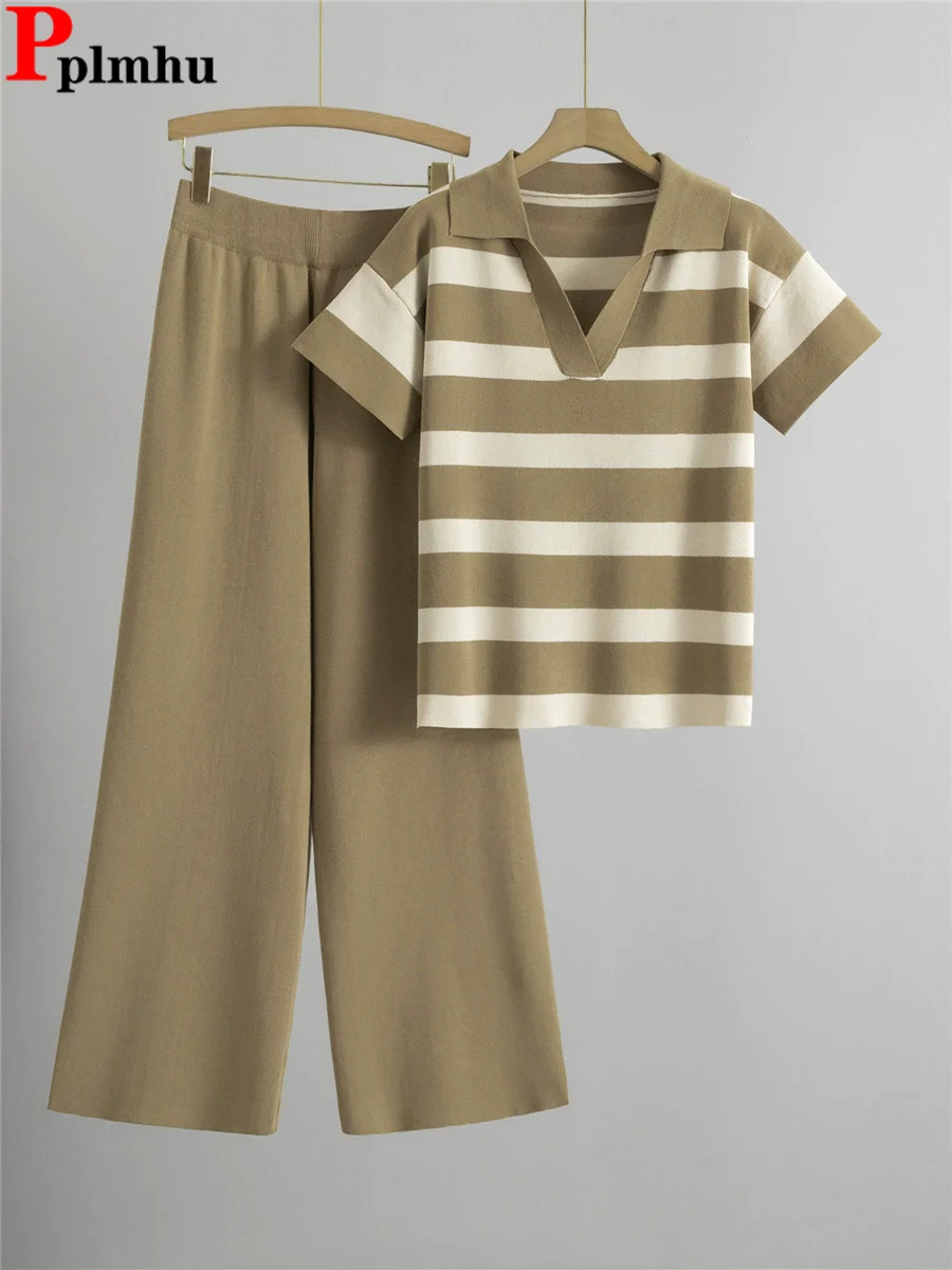 Devine Contrast Trim V-Neck Top and Shorts Set