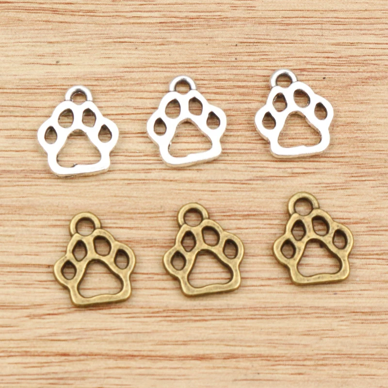 20pcs 13x11mm Charms hund pfote Tibetischen Silber Überzogene Anhänger Antiken Schmuck, Die DIY Handgemachten Handwerk