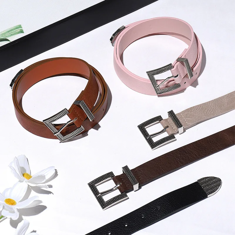 

Ремень с пряжкой из сплава Женский, универсальный Простой декоративный пояс с квадратной пряжкой для джинсов, для отдыха