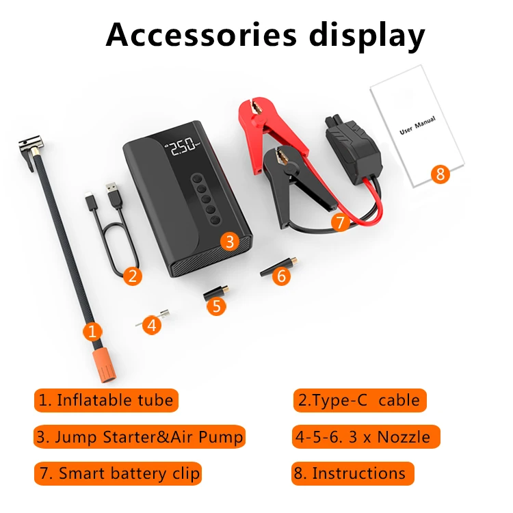 Battery Charger Mini Powerbank multi-function 12v Power Bank Portable Car  Jump Starter With Air Compressor Inflator Pump - AliExpress