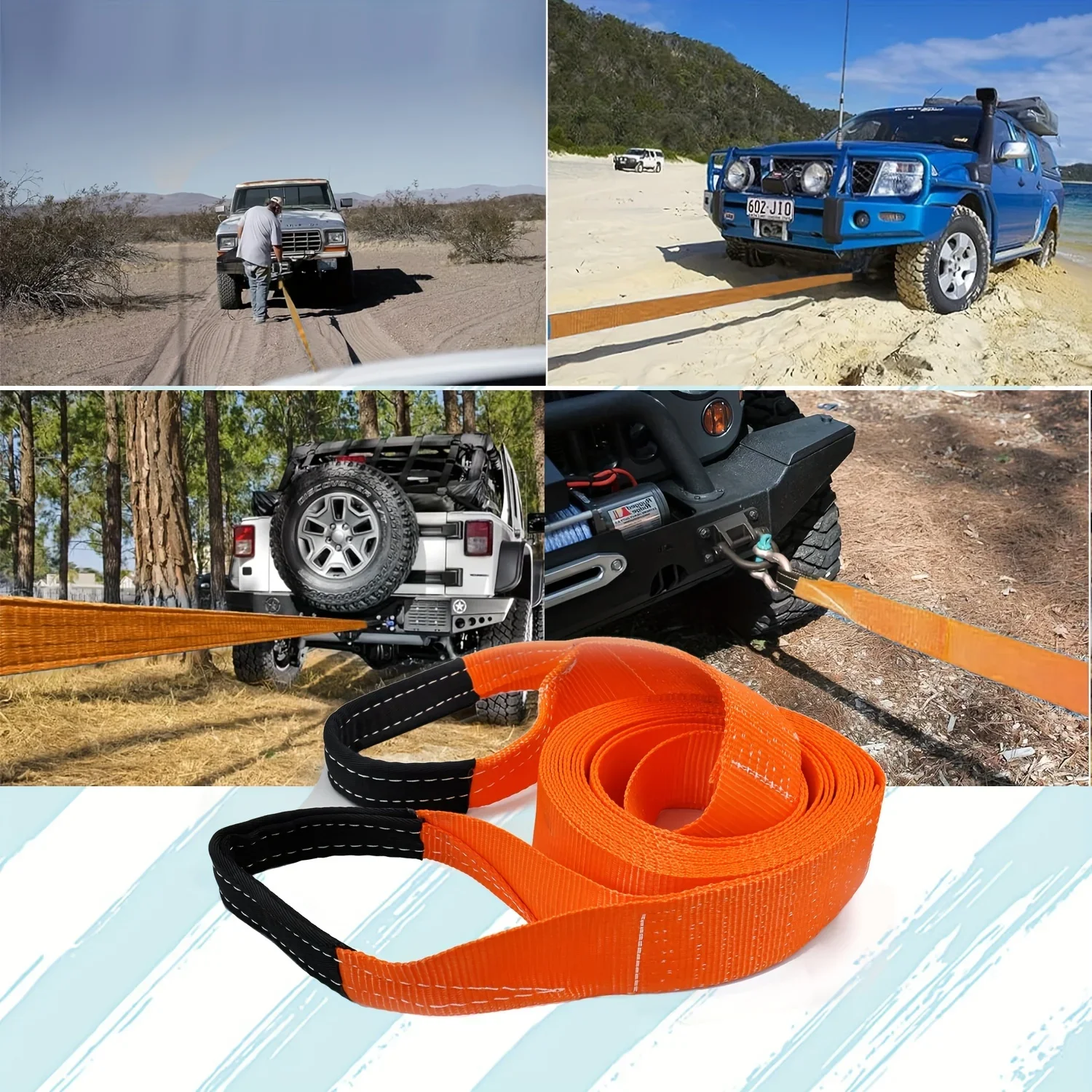 5ton Trailer Rope Hooks Practical Durable Outdoor Emergency Kit Nylon Tow Rope for Car Truck Trailer SUV Ropes