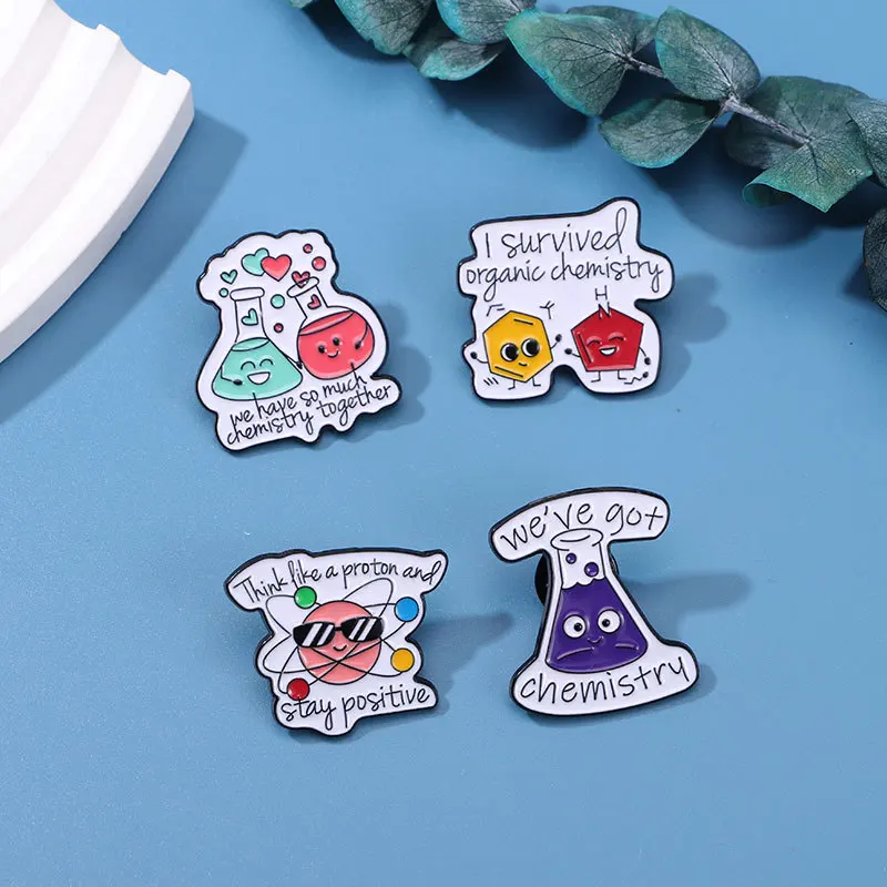 Kreative chemische Metallbrosche, molekulare Blume, Reagenzglas, Dopamin, Katze, Hund, Wissenschaft, Spritze, Chemie, Forschung, Abzeichen, Pins, Schmuck – Detail 18