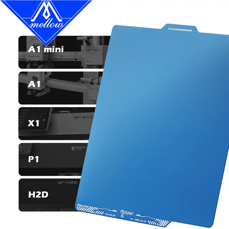 Mellow MintPad Cool Plate Build Surface for Bambu Lab X1 P1 A1 H2D — Dual-Sided Flexible Low-Temp Adhesion Print Bed image 2