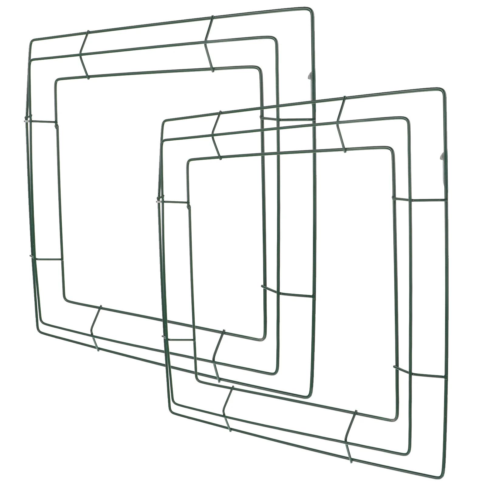 Guirxiété carrée décorative pour la maison, cerceau floral en métal, cadre de couronne murale en fer, 2 pièces