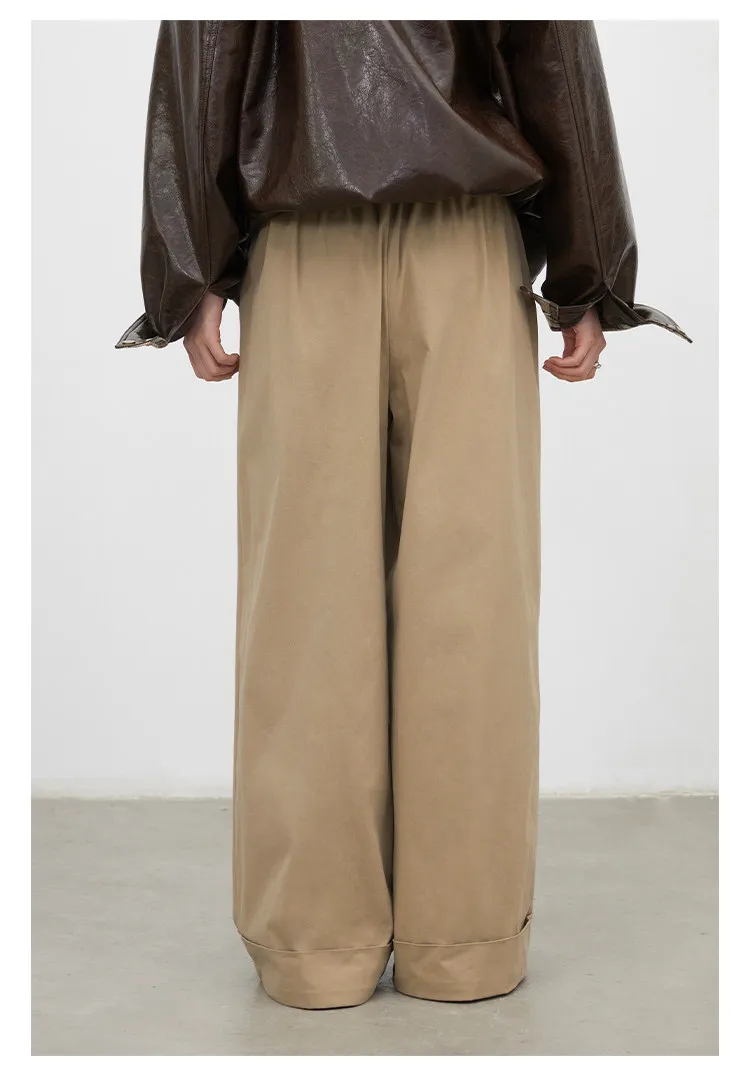 CHIC VEN New Women Pants Solid Loose Casual Retro Elastic Waist Drawstring Pleated Female Texture Trousers Spring Autumn 2026