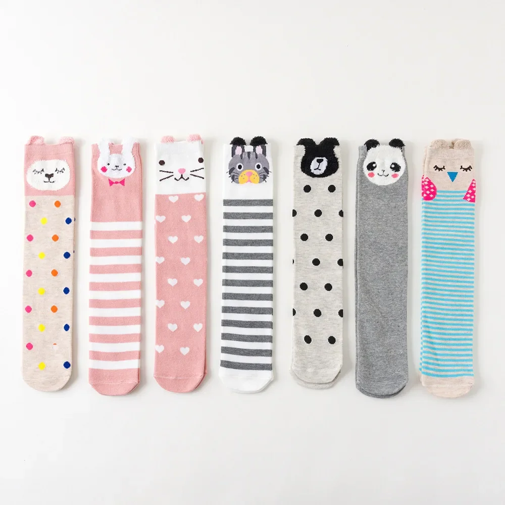 Spring Autumn Knee High Long Children Socks Leggings 2023 New Cute Korean 3D Cartoon Ears Stockings for Girls Boys Accessories