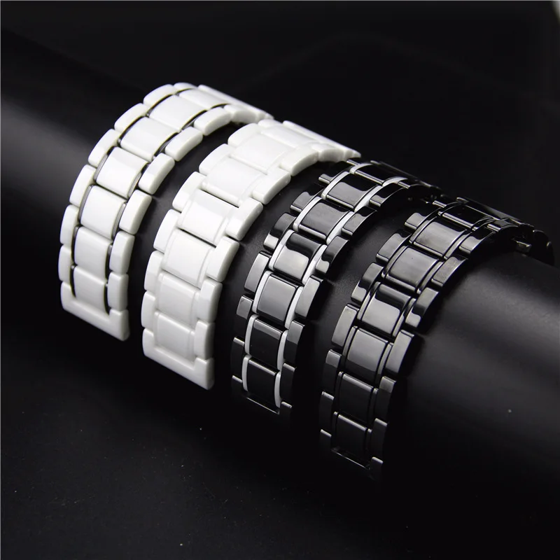 Ceramic Strap For Apple Watch Band 45mm 44mm 42mm 41mm 40mm 49mm Stainless Steel Bracelet for iwatch Ultra 9 8 7 6 5 4 SE Correa