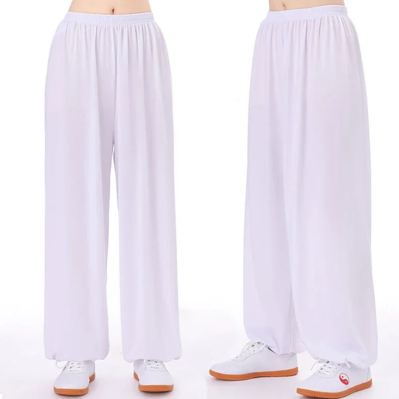 Tai Chi Trousers Martial Art Trousers Unisex Ice Silk Tai Chi Pants Summer Loose Practice Martial Arts