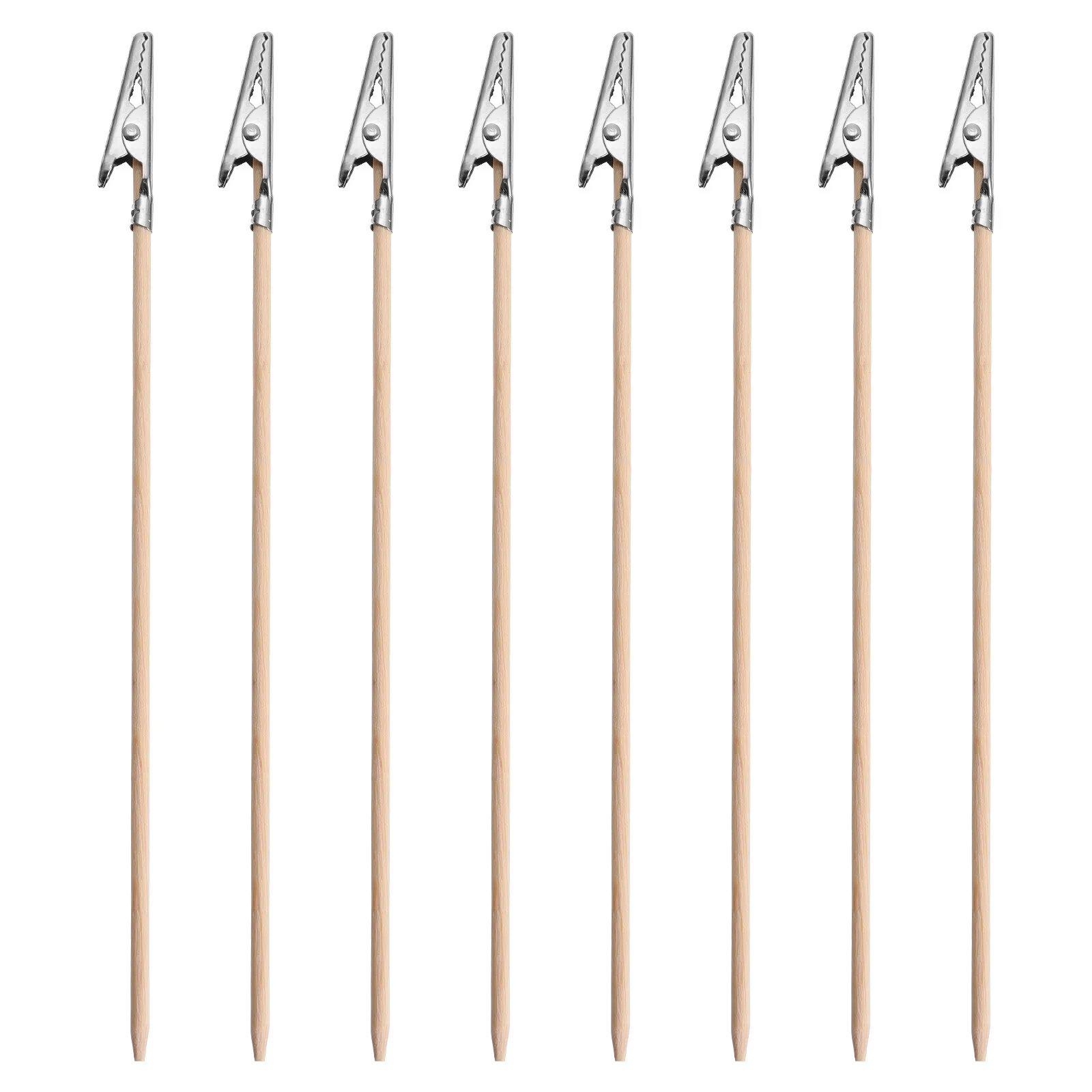 100Pcs DIY Crafting Airbrushing 모델링 도구 용 대나무 꼬치 합금 클램프가있는 악어 클립 사진 카드 메모 홀더 세트