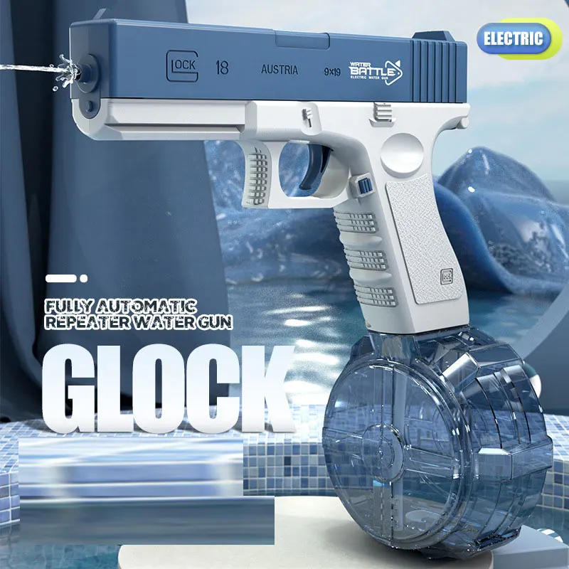 

Портативный водяной пистолет, электрический пистолет Glock, игрушка для стрельбы, полностью автоматический водный пистолет для детей, мальчиков, девочек, взрослых