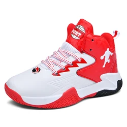 Kids' Non - Slip Breathable Basketball Sneakers - Lace - Up Athletic Training Shoes - 31 (2036 white red)