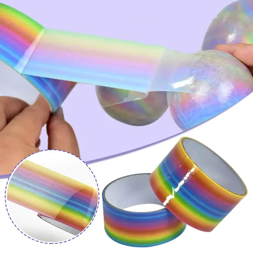 Rainbow Sticky Ball Rolling Tapes Pressure Reducing Adhesive Rolling Toy Colored Ball Sticky Ball Adhesive Toys 5