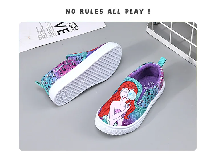 children's shoes for high arches Disney cartoon princess children's four seasons canvas shoes new indoor shoes low-top slip-on lazy girls shoes girls shoes