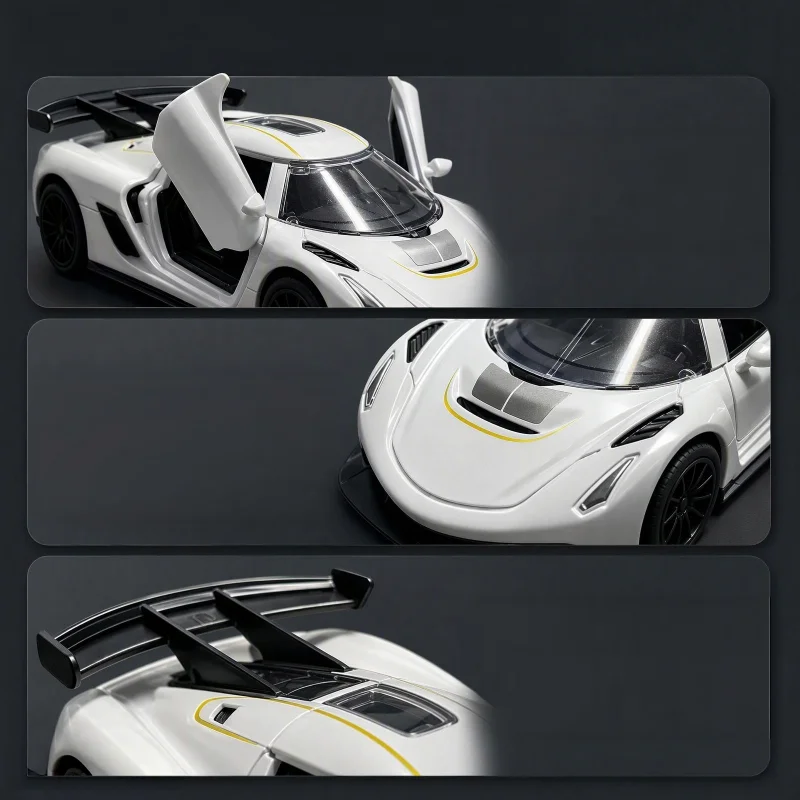 Die-Cast Supercar Toy with Alloy Body and Rubber Tires, Opening Doors Feature