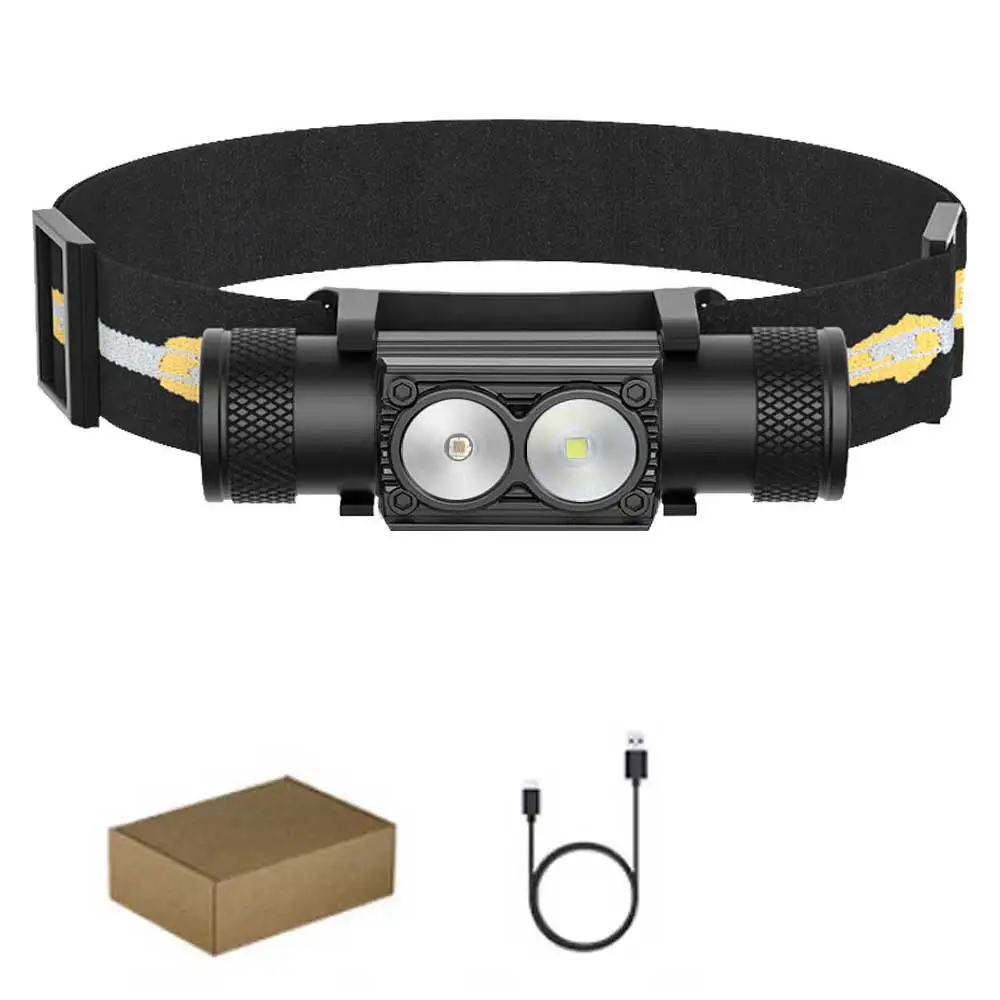 Lampe frontale LED à faisceau zoom réglable, rechargeable 18650, avec pointeur laser rouge pour la chasse, le camping et l'exploitation minière
