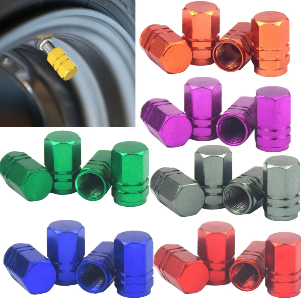 

4Pcs Aluminum Tire Valve Caps Car Rim Plugs Tire Valve Cover valve stem Nipple Caps Motorcycle Car Wheel Plugs