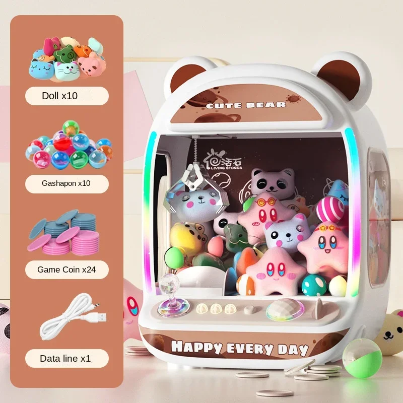 Claw Catch Toy Clip Doll Machine Automatic Doll Claw Machine Toy Kids Coin Operated Play Game Mini Claw Catch Toy Crane Machines Music Doll for Christmas Gifts