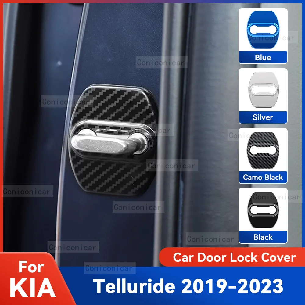 

Auto Car Door Lock Protect Cover Emblems Case Stainless Steel Decoration For KIA TELLURIDE 2019-2023 Protection Accessories