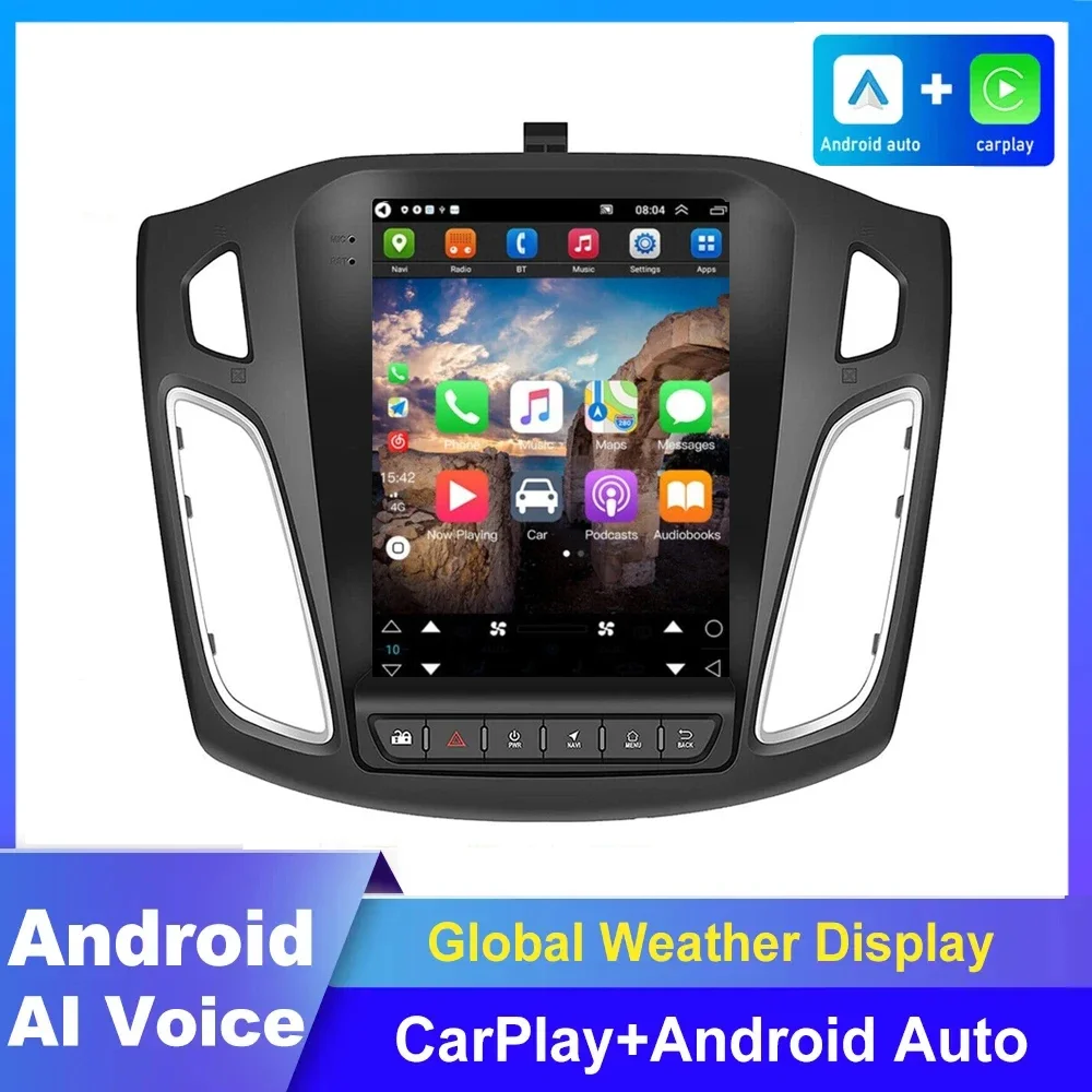 

9.7" For Ford Focus 3 Mk3 2011-2019 2 Din Android 13 Car Radio Multimedia Player Video 8G+128G Carplay Stereo Vertical Screen