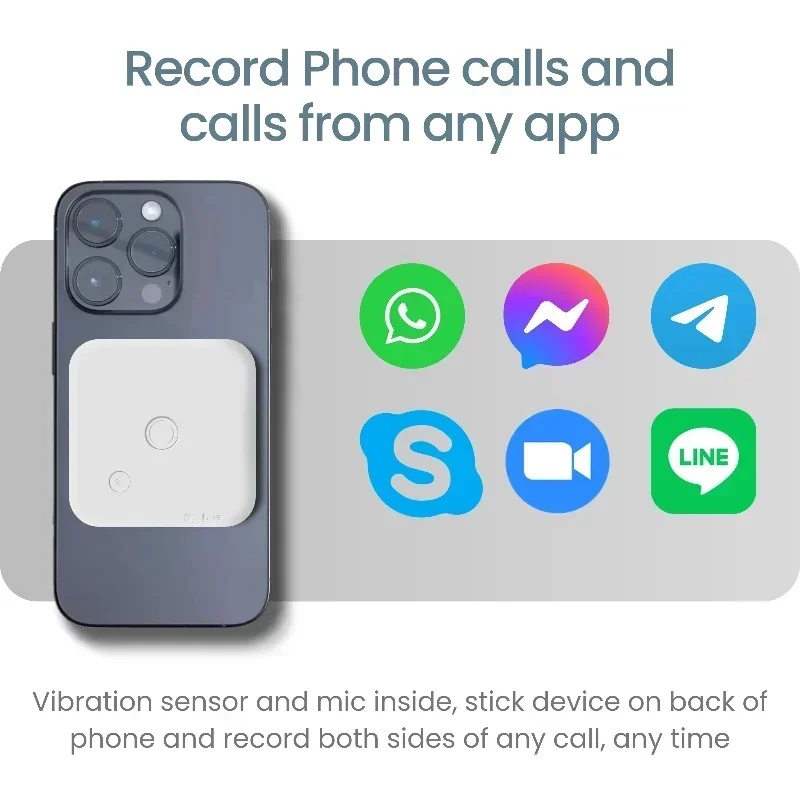 

Mobile Phone Call Recorder Bluetooth 32GB Small Bone Mark Sensing Voice Recording with Password Magnetic Suction,for IOS Android