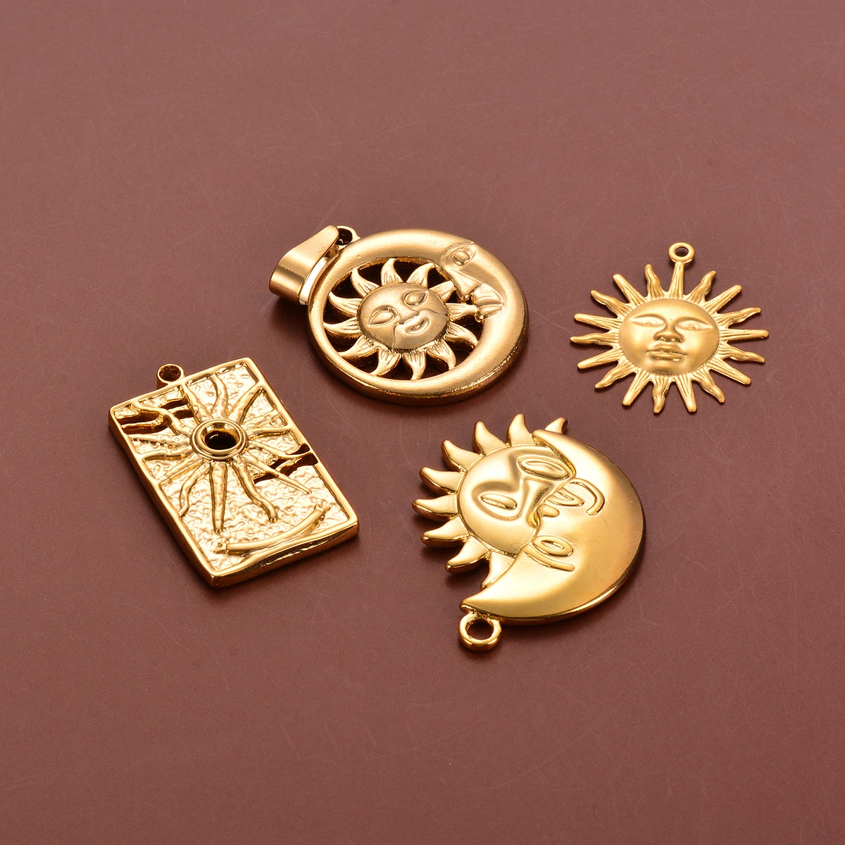 

3Pcs/lot Sun Stainless Steel 18K Gold Plated Charms Pendant for DIY Necklace Bracelet Making Jewelry Handmade Supplies Wholesale