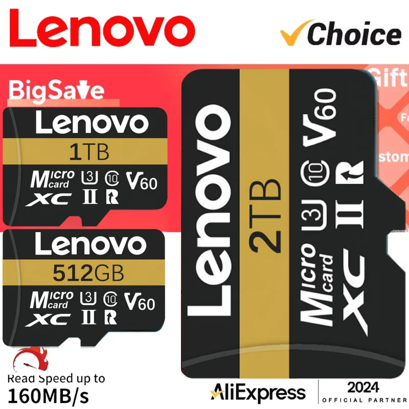 Lenovo 2TB Memory Card V60 4K Micro TF SD Card Waterproof SD 1TB 512GB 256GB 128GB Loop Recording Dash Cam Memory