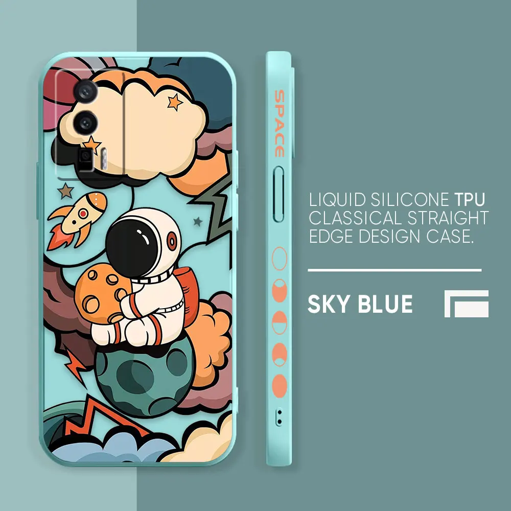 thumbnail image 1 of Case For Redmi K60E K50 K40S K40 K30 K20 10C 9 8A 8 10 Pro 4G 5G Colour Simple Liquid silicone Case Cartoon Space Astronaut, 1 of 5