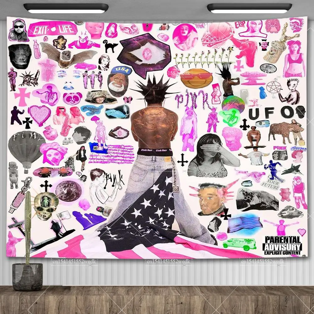 Lil Uzi Posters Music Album Wall Art Tapestry Meme American USA Flag Background Backdrops Y2k Aesthetic tapestry decorations