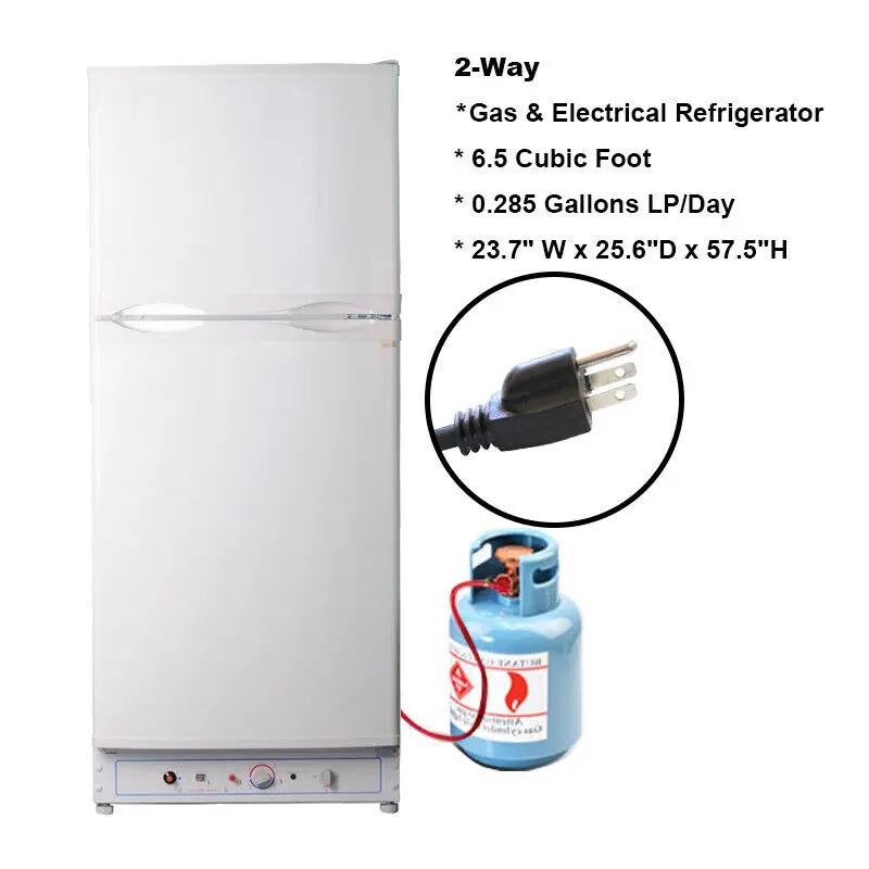 Smad 6.1 Cu Propane Refrigerator Gas 110V Electric 2-Way Fridge Freezer Camper Temperature Control Stainless