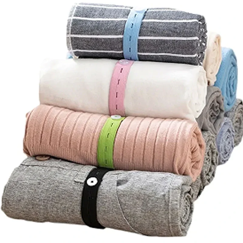 50/20/10Pcs Bed Sheet Organizer Bands Elastic Band, Roll-up Adjustable Clothing Storage Strap with Button, Luggage Space Saver 3