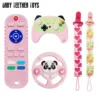 Girls pink teething toys, creative simulation remote control design teether , 3-12 months baby, food-grade silicone material 1