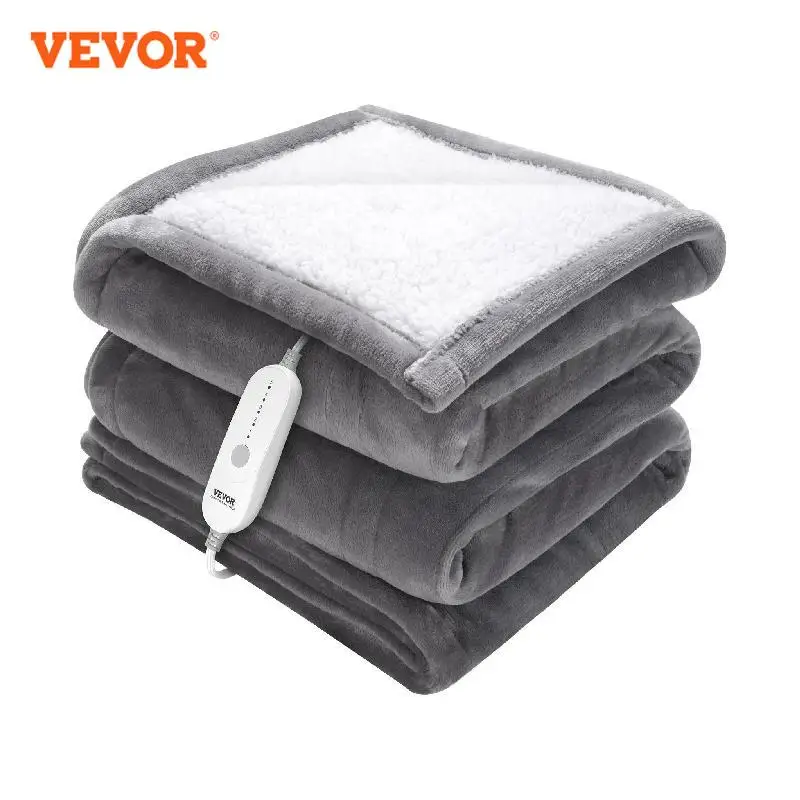 

VEVOR Heated Blanket Electric Throw 4 Sizes Soft Flannel & Sherpa Heating Blanket with 3 Hours Timer Auto-off 5 Heating Levels