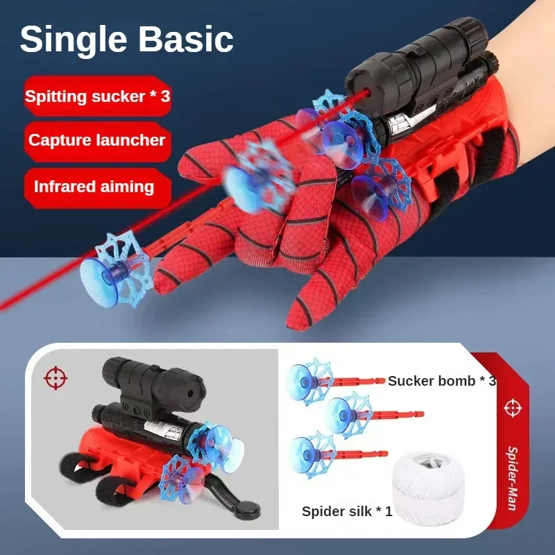 Spider Launcher Spitting Gloves 20Sets Sticky Wall Bullet Gun Suction Cup Projectile Children Wrist Launch Toys