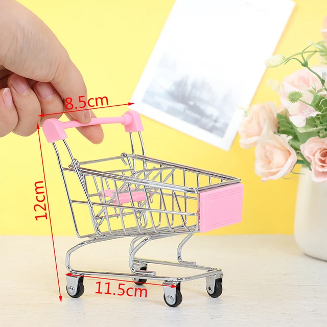 1pc Mini Shopping Cart Trolley Home Office Sundries Storage Ornaments Model Children's Toy 4