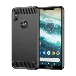 Shockproof Silicone Case - Soft Phone Cover for Moto One (Black)