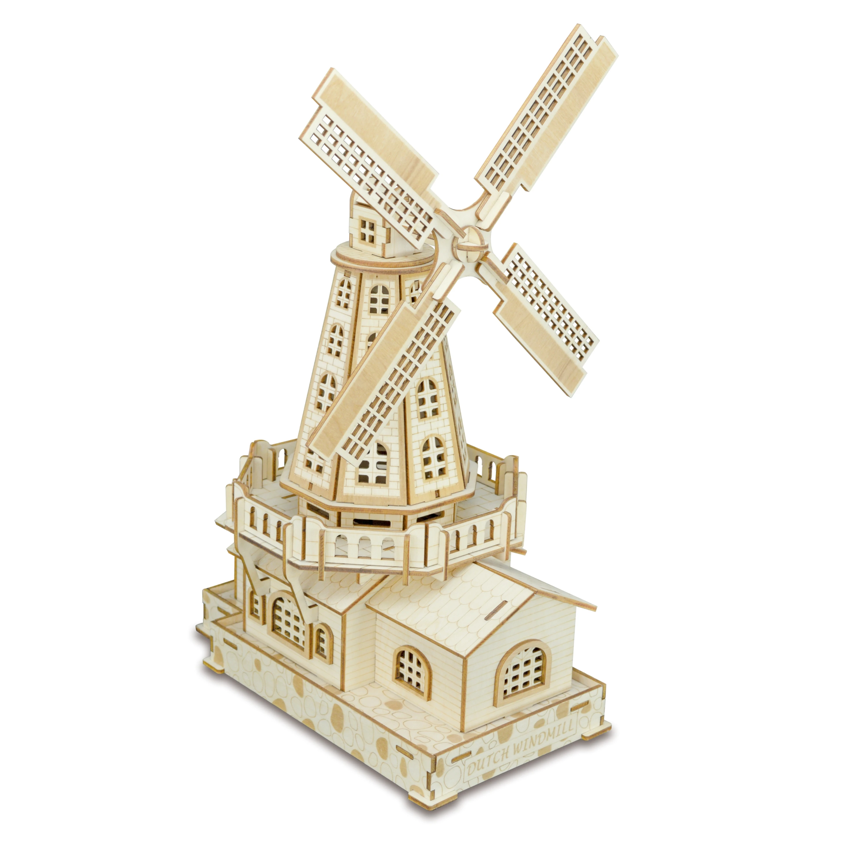 Деревянная 3D-головоломка-ветряная мельница на заказ |