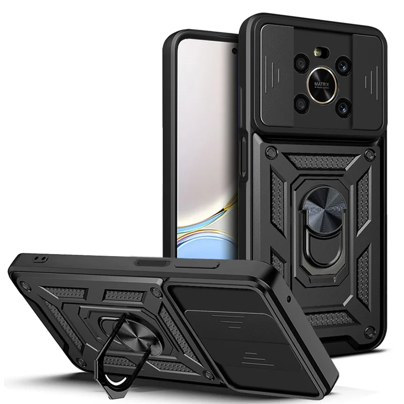 

Slide Camera Protect Shockproof Armor Case For Huawei Honor Magic4 Lite Magnetic Holder Ring Stand Back Cover For Honor X9 X30