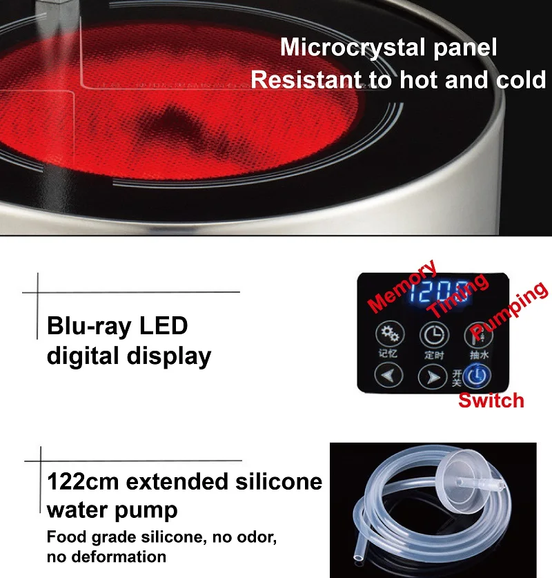220V Electric Ceramic Stove 1200W Timing Kung Fu Tea Stove Office Automatic Water Supply Heating Furnace 10 Gear Home Tea Maker 5