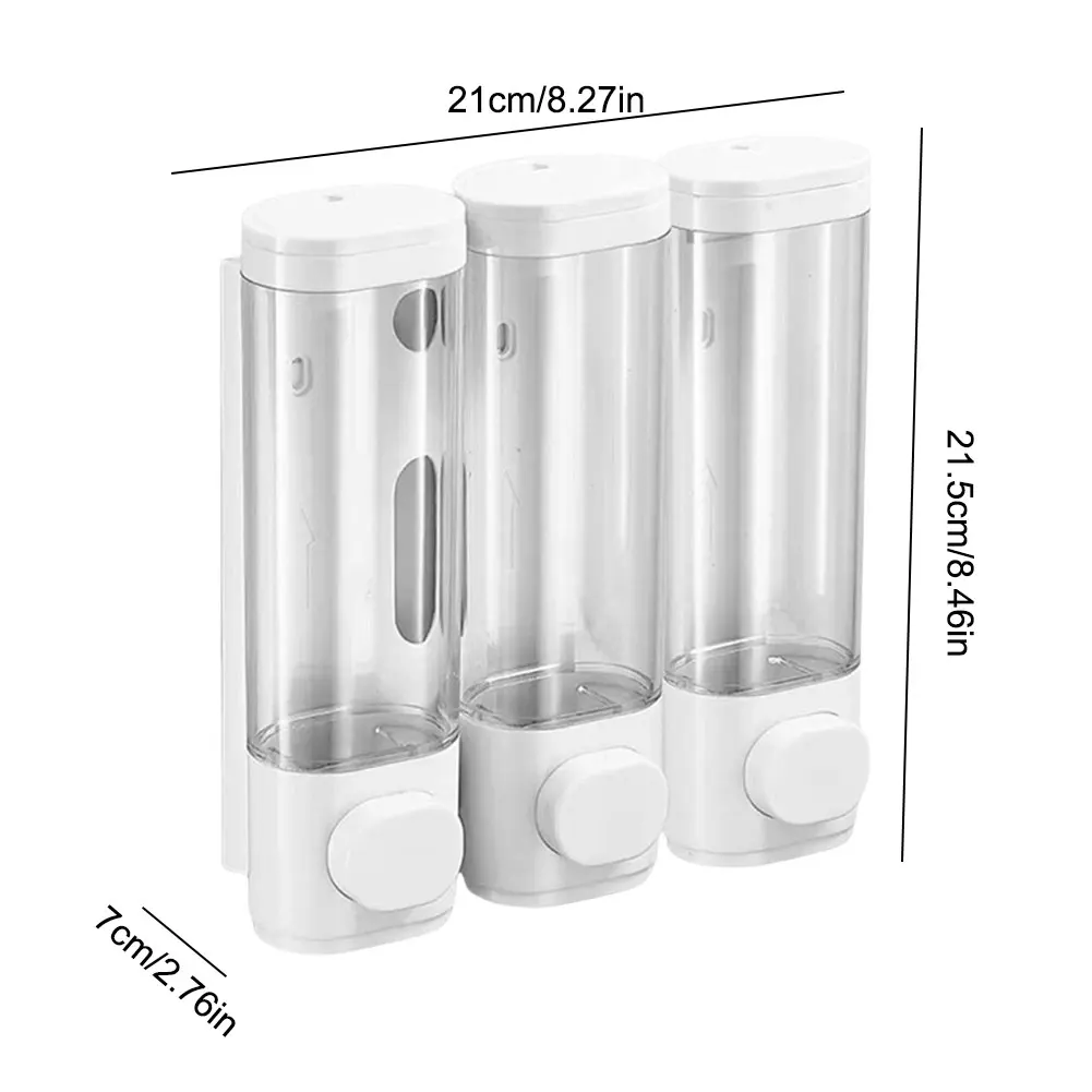 Shampoo and Conditioner Dispenser 3 Chamber Shower Soap Dispenser No Drill Shampoo Dispenser for Shower for Bathroom Hotel 5